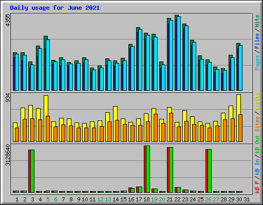 Daily usage for June 2021