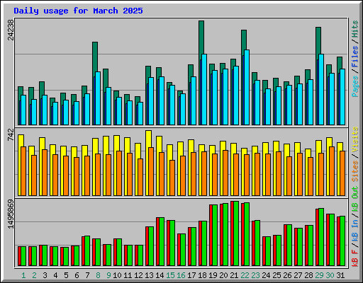 Daily usage for March 2025